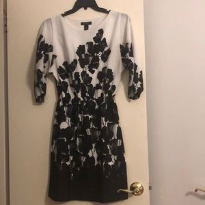 White and black floral dress